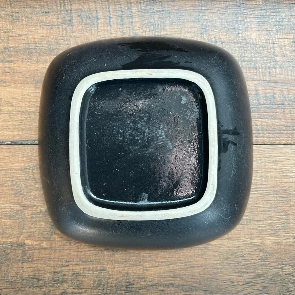 Green and Black Glazed Stoneware Bowl
